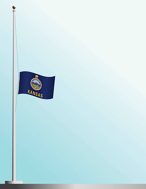 Flag of Kansas at Half-Staff EPS, Layered PSD, High and Low-Resolution JPGs included. Flag of Kansas flies at half-staff as a symbol of mourning. flag half mast stock illustrations