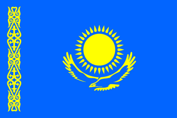 flagge der republik kasachstan - kasachstan stock-grafiken, -clipart, -cartoons und -symbole