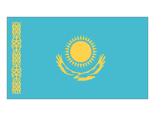 flagge von kasachstan  - kasachstan stock-grafiken, -clipart, -cartoons und -symbole