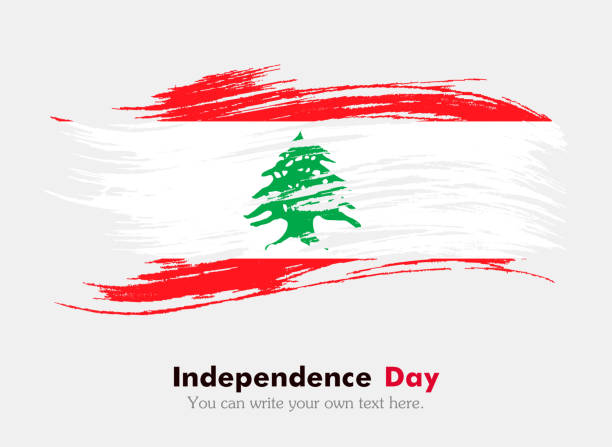 Flag of Lebanon Flag of Lebanon. Independence Day. Flag in grungy style. Flag painted with a brush with paint. Grungy flag. Grungy style. Brushstroke. Use for brochures, printed materials, icons, logos, signs,  elements Lebanon Flag stock illustrations