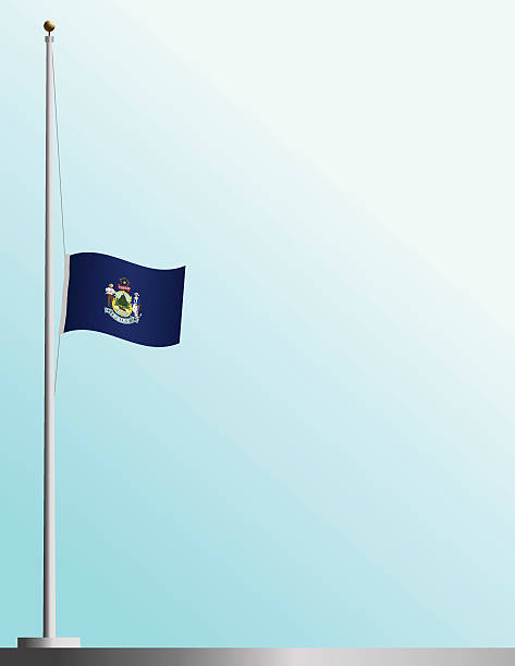 Flag of Maine at Half-Staff EPS, Layered PSD, High and Low-Resolution JPGs included. Flag of  flag half mast stock illustrations