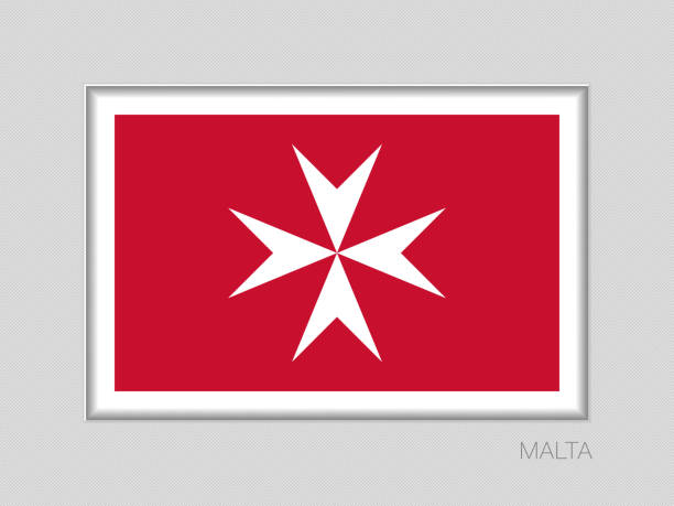 Flag of Malta. Version with Maltese Cross. National Ensign Aspect Ratio 2 to 3 on Gray Cardboard Flag of Malta. Version with Maltese Cross. National Ensign Aspect Ratio 2 to 3 on Gray Cardboard maltese cross stock illustrations