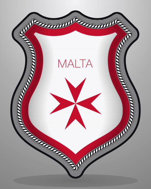 Flag of Malta. Version with Maltese Cross with Country Name. Vector Badge and Icon Flag of Malta. Version with Maltese Cross with Country Name. Vector Badge and Icon maltese cross stock illustrations