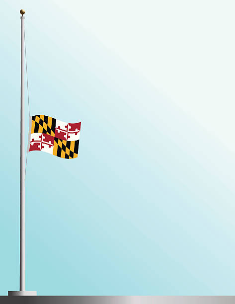 Flag of Maryland at Half-Staff EPS, Layered PSD, High and Low-Resolution JPGs included. Flag of  flag half mast stock illustrations
