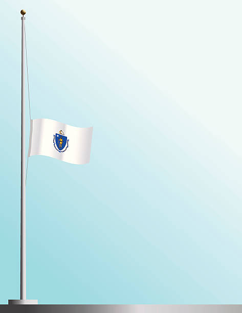 Flag of Massachusetts at Half-Staff EPS, Layered PSD, High and Low-Resolution JPGs included. Flag of  flag half mast stock illustrations