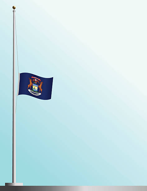 Flag of Michigan at Half-Staff EPS, Layered PSD, High and Low-Resolution JPGs included. Flag of  flag half mast stock illustrations