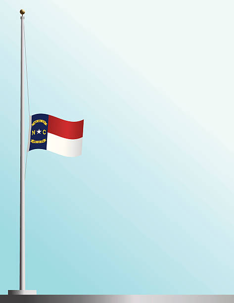 Flag of North Carolina at Half-Staff EPS, Layered PSD, High and Low-Resolution JPGs included. Flag of North Carolina flies at half-staff as a symbol of mourning. flag half mast stock illustrations