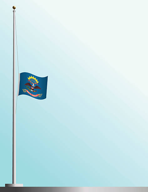 Flag of North Dakota at Half-Staff EPS, Layered PSD, High and Low-Resolution JPGs included. Flag of North Dakota flies at half-staff as a symbol of mourning. flag half mast stock illustrations