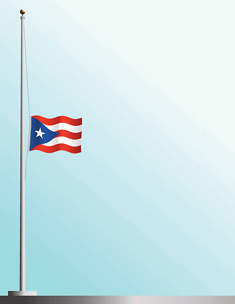 Flag of Puerto Rico at Half-Staff EPS, JPG included. The flag of Puerto Rico flies at half-staff as a symbol of mourning. flag half mast stock illustrations