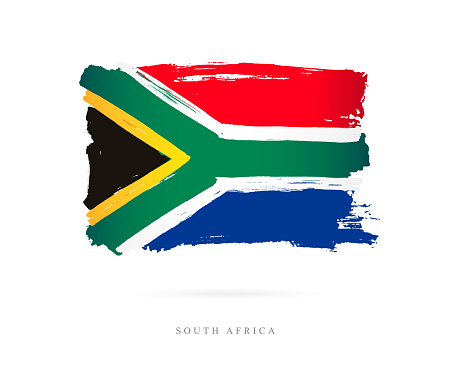 Flag of South Africa. Vector illustration on white background. Beautiful brush strokes. Abstract concept. Elements for design.