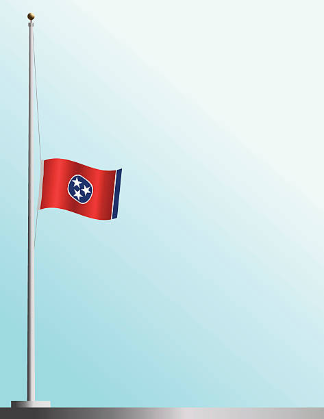 Flag of Tennessee at Half-Staff EPS, Layered PSD, High and Low-Resolution JPGs included. Flag of Tennessee flies at half-staff as a symbol of mourning. flag half mast stock illustrations