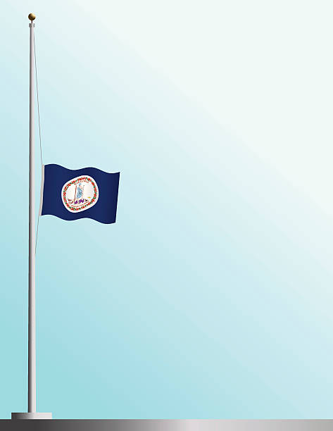 Flag of Virginia at Half-Staff EPS, High-Resolution JPG included. Flag of the State of Virginia flies at half-staff as a symbol of mourning. flag half mast stock illustrations