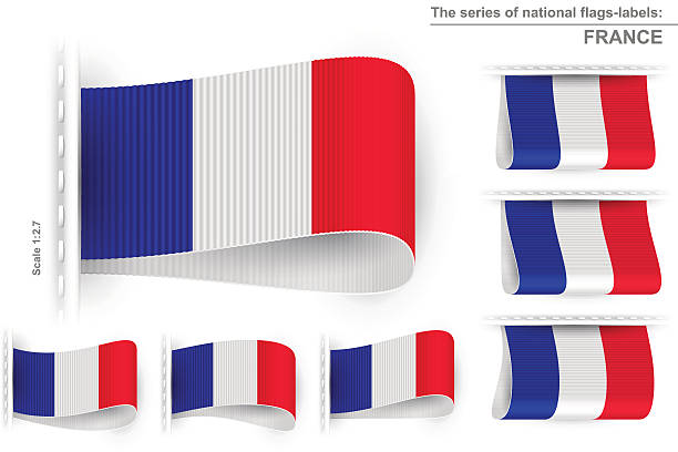 illustrations, cliparts, dessins animés et icônes de flag tag vêtements étiquette autocollant cousu ensemble france - drapeau français
