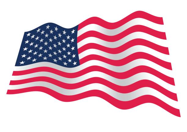 USA flag waving American flag with stars and stripes waving on the wind bills patriots stock illustrations