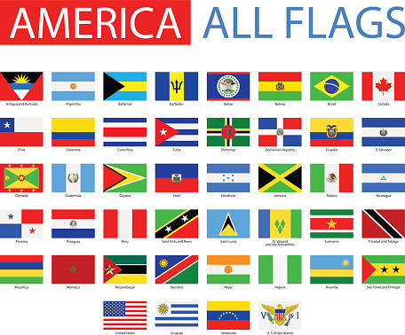Vector Set of Flat American Flags