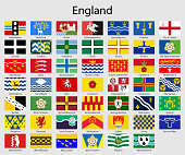 istock Flags of the counties of England, All English regions flag collection 1368029455