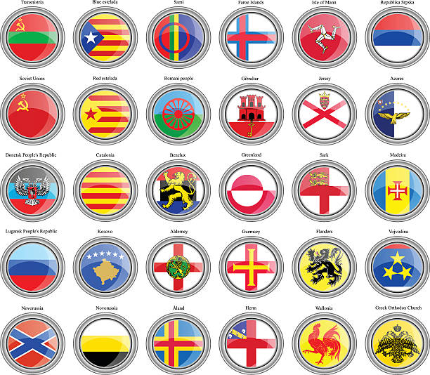 ilustrações de stock, clip art, desenhos animados e ícones de flags of the europe. - açores