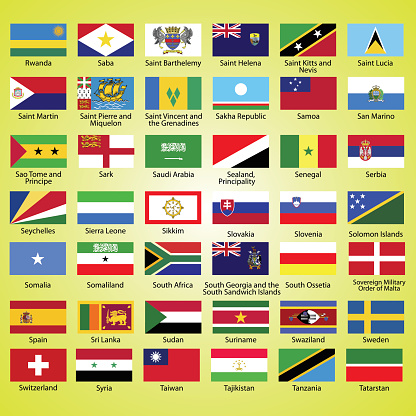 Flags Of The World Collection Listed Alphabetically Icon Stock ...