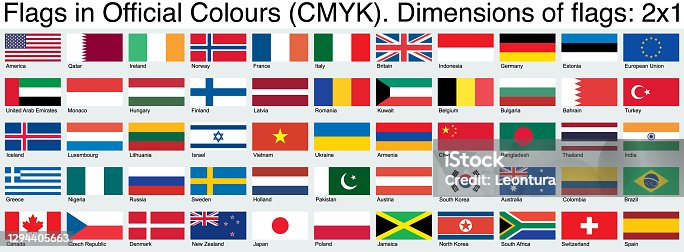 istock Flags, Using the Official CMYK Colors, Ratio 2x1 1294405663