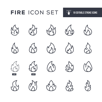 19 Flame Icons - Editable Stroke - Easy to edit and customize - You can easily customize the stroke with
