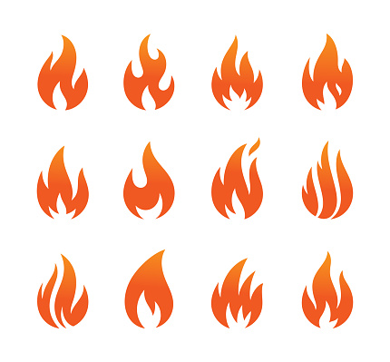 flame icon set isolated on white background