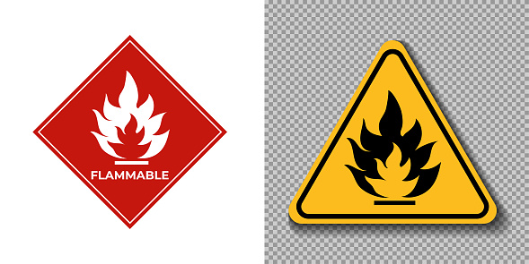 Entzündbares Materialzeichen Symbol Symbol Logo Dreieck Gelbes Zeichen