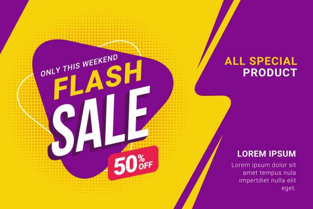 Flash sale discount banner template promotion design for business Flash sale discount banner template promotion design for business shopping backgrounds stock illustrations