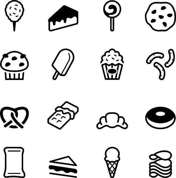 ilustrações de stock, clip art, desenhos animados e ícones de junk food ícones - rabanada