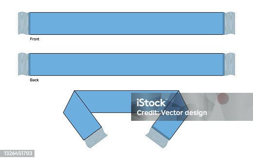istock Flat Blank Light Blue Football Fans Scarf Template Vector On White Background 1326451703