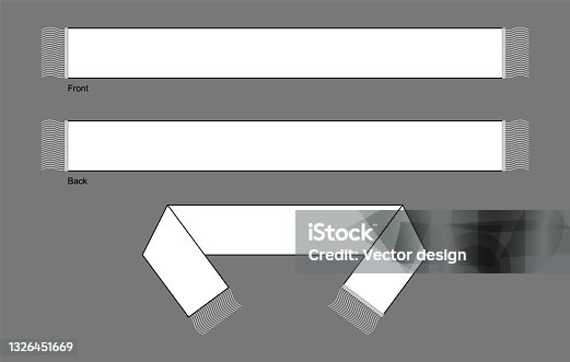 istock Flat Blank White Football Fans Scarf Template Vector On Gray Background 1326451669