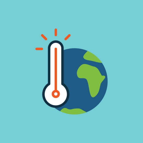 illustrations, cliparts, dessins animés et icônes de icône de réchauffement global plat couleur - climate change