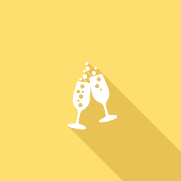 Flat Color UI Long Shadow Website Wedding Icon Flat Color UI Long Shadow Website Wedding Icon. Flat ui color style with  long shadow. No Clipping masks. champagne icons stock illustrations