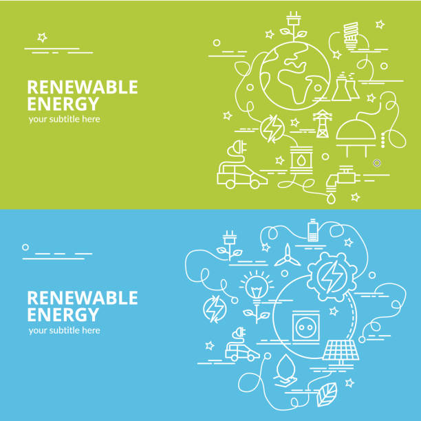 ilustrações de stock, clip art, desenhos animados e ícones de flat colorful design concept for renewable energy. - energias renováveis