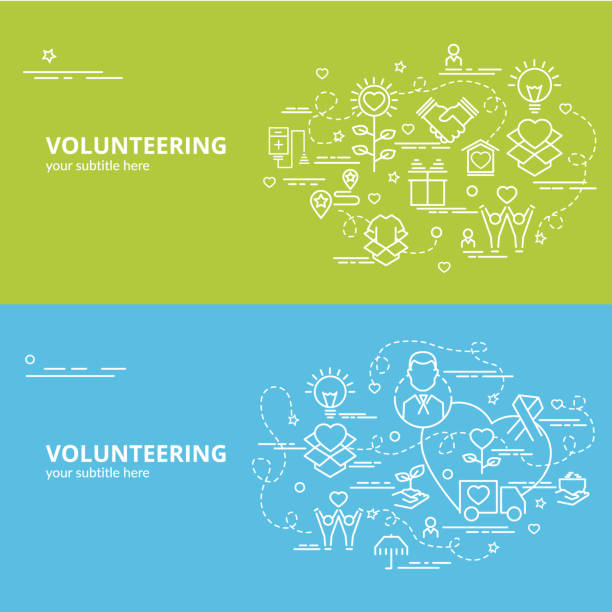 平面多彩的設計理念為志願服務。 - 慈善和救災工作 插圖 幅插畫檔、美工圖案、卡通及圖標