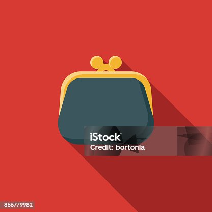 istock Flat Design Banking and Finance Coin Purse Icon with Side Shadow 866779982