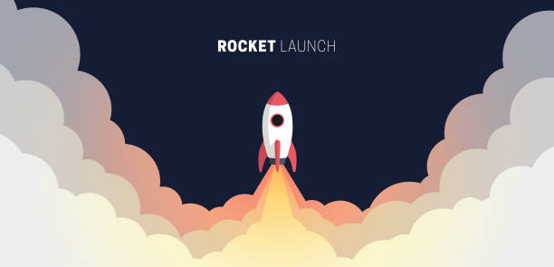 illustrations, cliparts, dessins animés et icônes de concept de lancement de démarrage d'entreprise de conception plate, icône de fusée. illustration de vecteur. - fusée