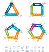 Flat design connection chart, graph and infographic symbols. EPS 10 file. Transparency effects used on highlight elements.