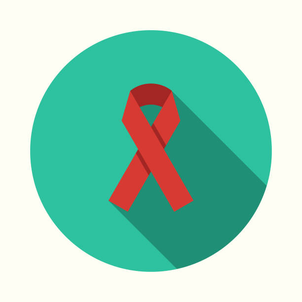ilustrações, clipart, desenhos animados e ícones de design plano de saúde sensibilização fita ícone com sombra do lado - aids