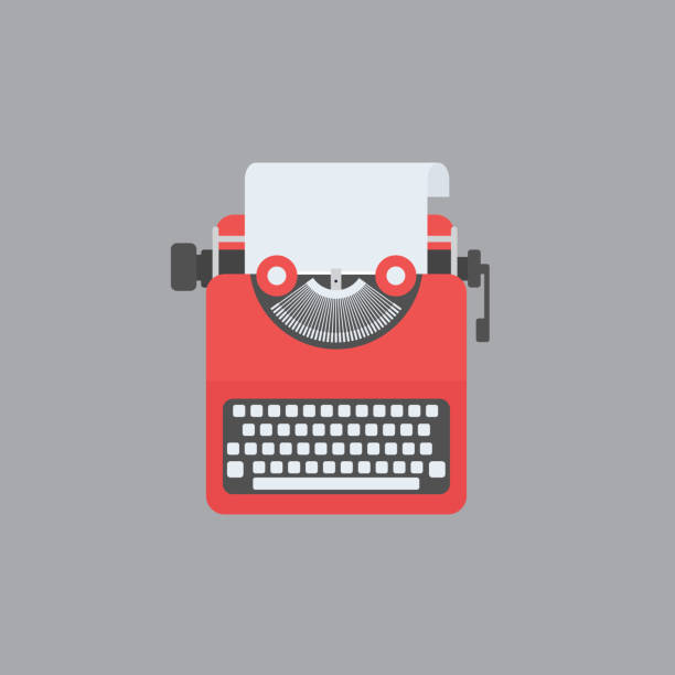 Flat design of red typewriter. Blogging concept vector art illustration