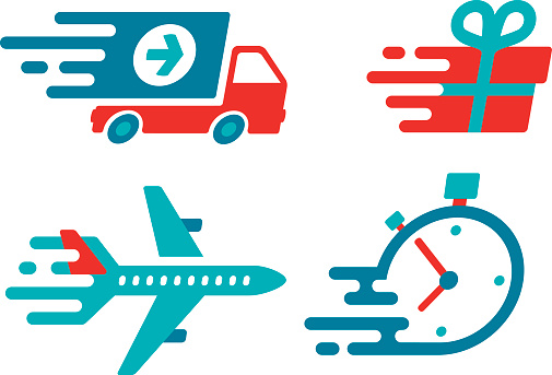 Flat Design Shipping and Delivery Symbols and Icons