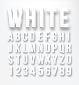 Flat letters and numbers color white in vector format