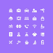 Set of hotel flat vector icons.