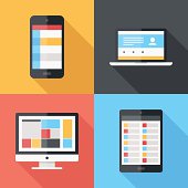Vector illustration of application menu template on different electronic devices
