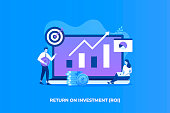 Flat illustration of Return on investment concept. Illustration for websites, landing pages, mobile applications, posters and banners.