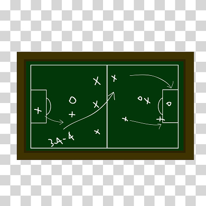 Flat Lay Football Goal Strategy at Transparent Effect Background