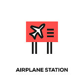 Flat line design style modern vector Airplane Station icon