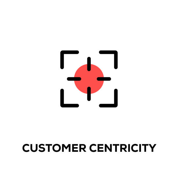 illustrations, cliparts, dessins animés et icônes de icône du style modern vector customer centricity de ligne plate design - focus
