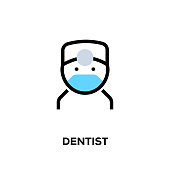 istock Flat line design style modern vector Dentist icon 1089647886