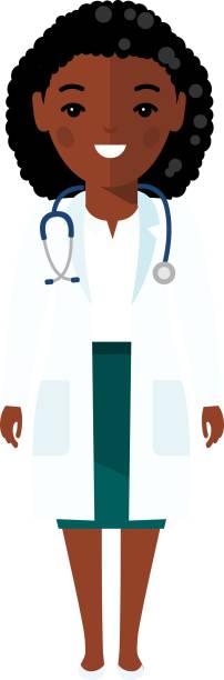 stockillustraties, clipart, cartoons en iconen met flat medical illustration with physician in medical clothes with stethoscope. - isle of skye