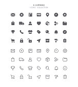 Set of e-commerce user interface vector icons. Editable stroke & flat design.